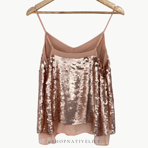 NWT Anthropologie Moulinette Soeurs Women's Sequin Cami Tank Top Sz 8, Rose Gold - Picture 4 of 12